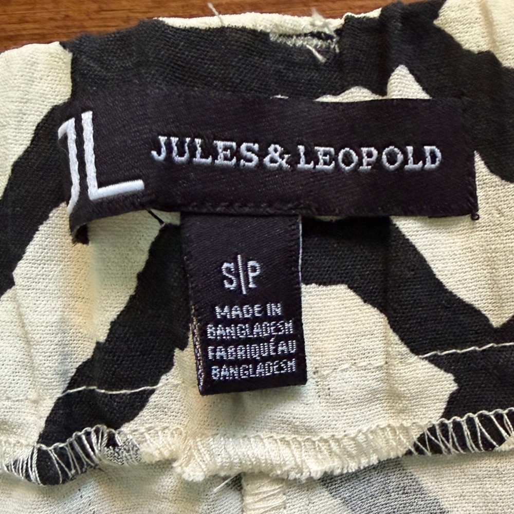 Jules & Leopold Black & White Geometric Wide-Leg Cropped Pants Size XS - Picture 3 of 3